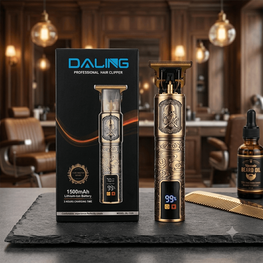 DALING DL-1320 Professional Hair Clipper – Fade Master Series Vintage T-Blade Trimmer with 1500mAh Lithium Battery & LED Display