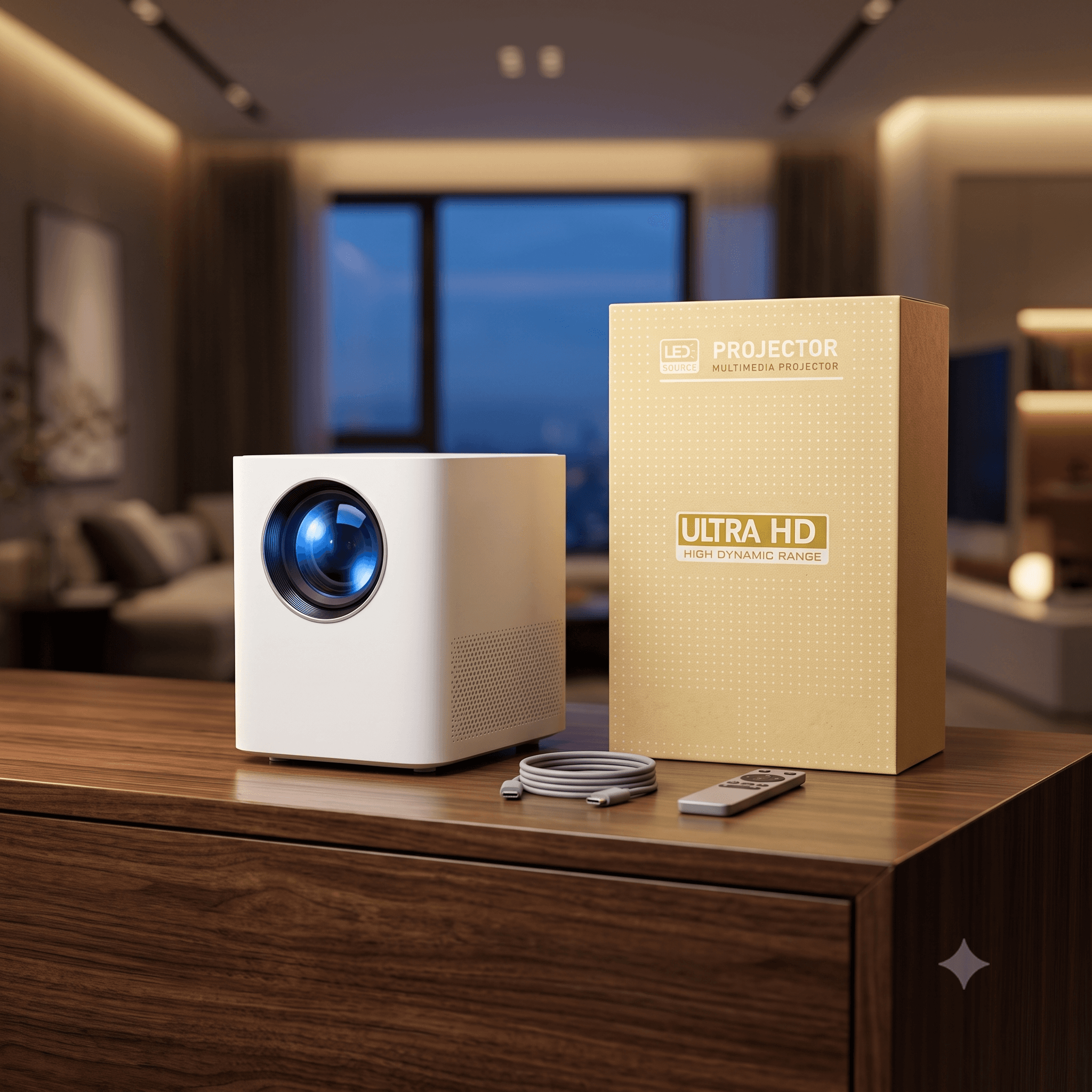 Ultra HD Smart LED Projector – High Dynamic Range (HDR) Supported Multimedia Home Theater Projector with Highlight Coating Lens