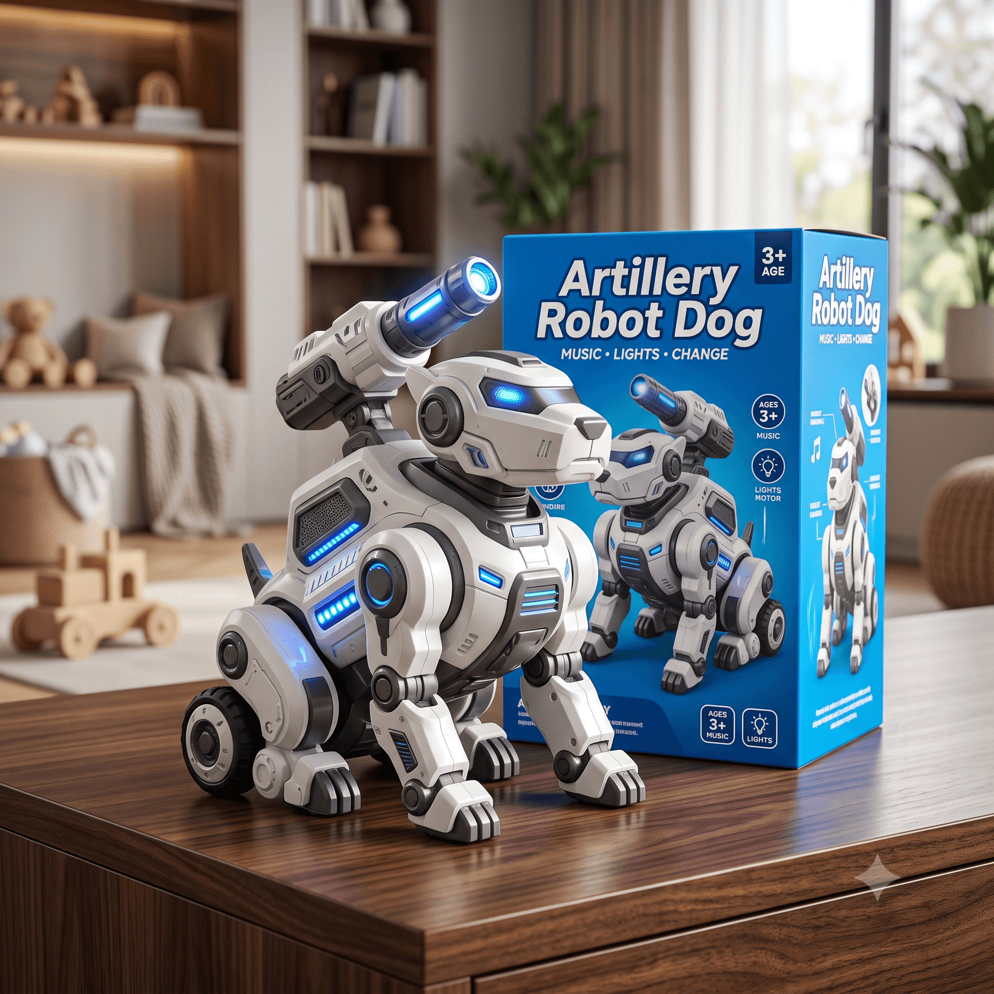 Artillery Robot Dog Interactive Electronic Toy (NO.ZR234-1) – Electric Walking Mech Pet with Dynamic LED Lights, Music & Sound Effects for Kids Ages 3+ – image 1