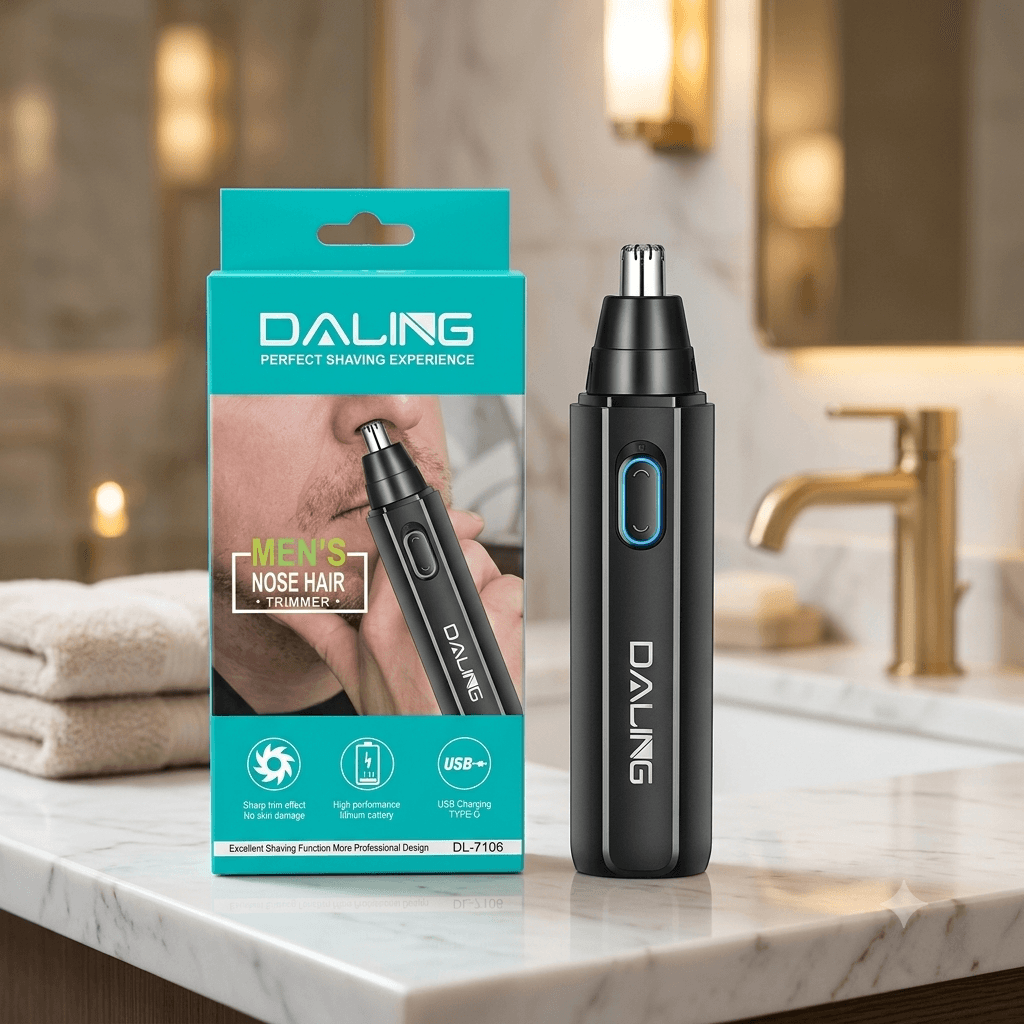 DALING DL-7106 Professional Men’s Nose Hair Trimmer – Rechargeable Electric Ear & Nose Hair Clipper with Type-C USB Charging